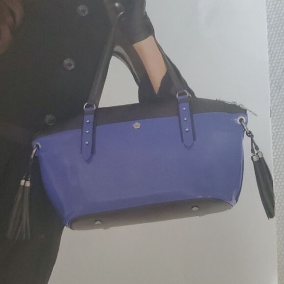 NWOT Eric Javits Blue Black Satchel Hand Bag shoulder - Picture 5 of 15